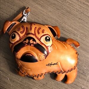 Handcrafted Leather Pug Keychain